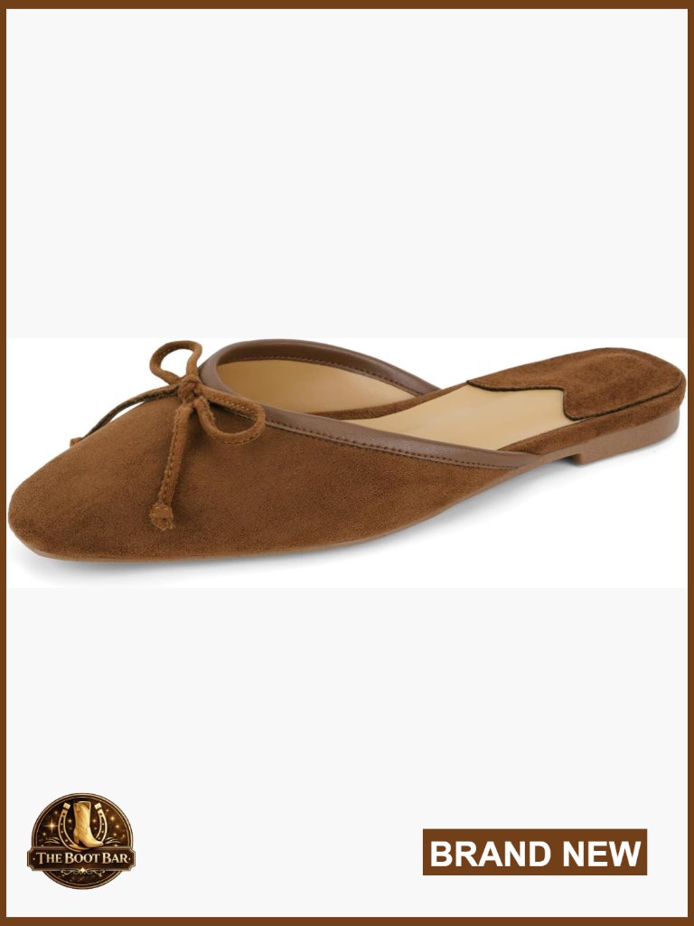 Satin Square Toe Mule Flats With Bow Detail, Slip-On Loafers For Women